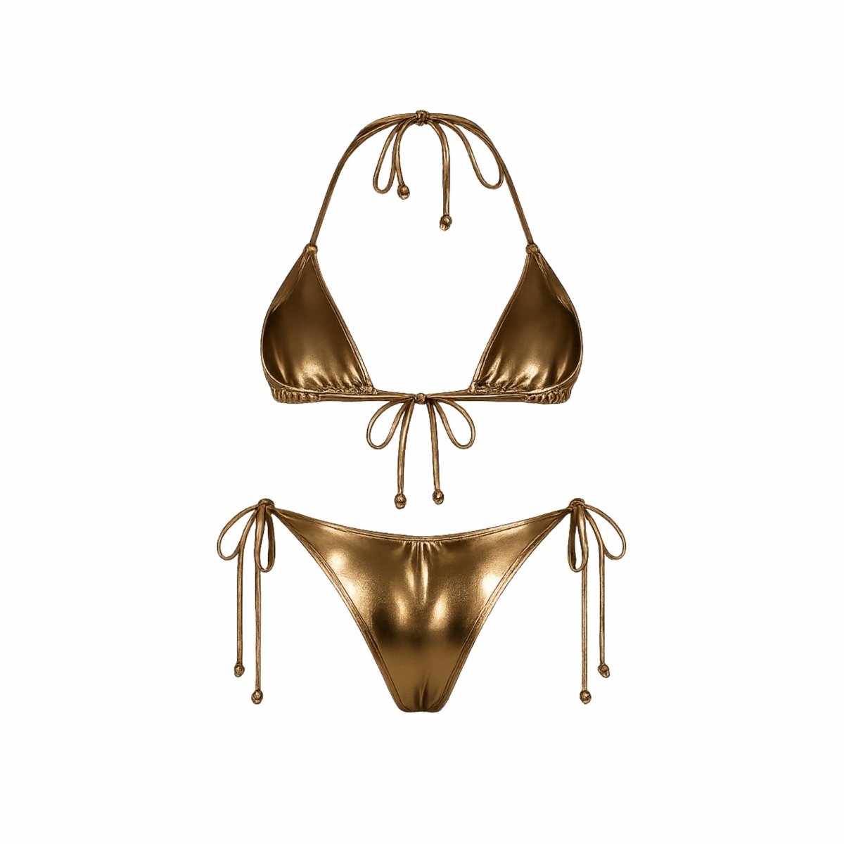 Conjunto de bikini metálico para mujer-Swimwear for Women-Casaluzia