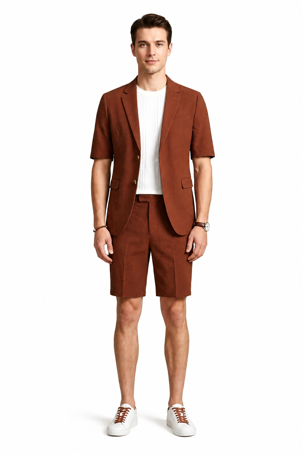 Conjunto de blazer de manga corta y pantalones cortos para hombre-Sets for Men-Casaluzia