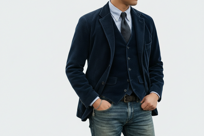 Conjunto de Blazer de Pana y Chaleco para Hombre-Sets for Men-Casaluzia