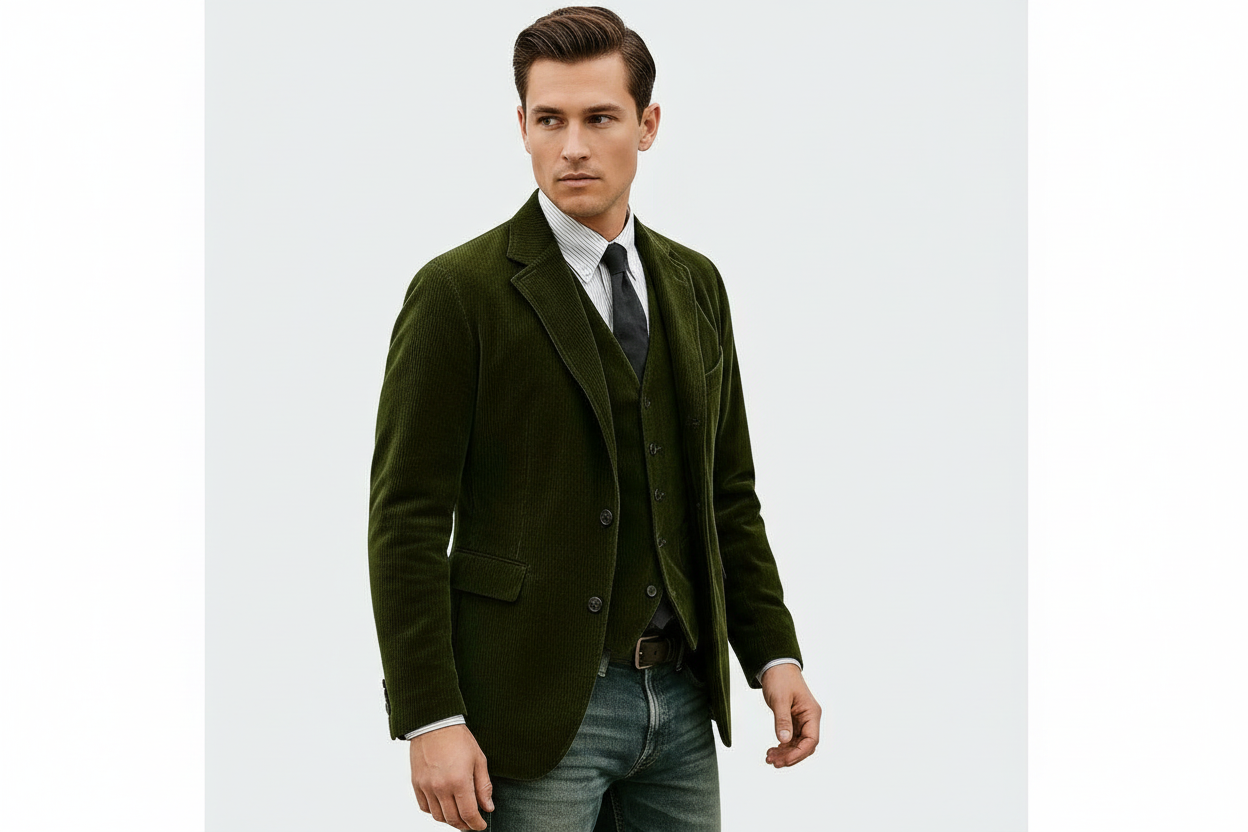 Conjunto de Blazer de Pana y Chaleco para Hombre-Sets for Men-Casaluzia