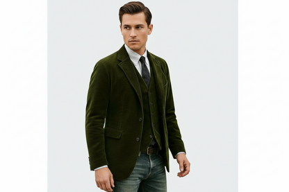 Conjunto de Blazer de Pana y Chaleco para Hombre-Sets for Men-Casaluzia