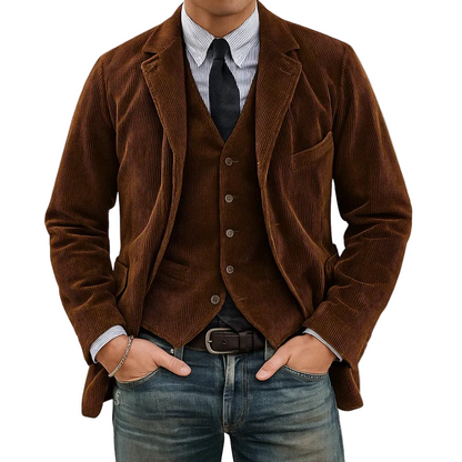Conjunto de Blazer de Pana y Chaleco para Hombre-Sets for Men-Casaluzia