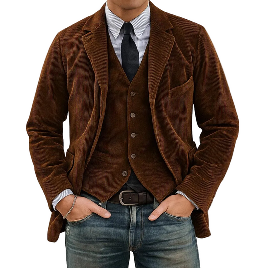Conjunto de Blazer de Pana y Chaleco para Hombre-Sets for Men-Casaluzia