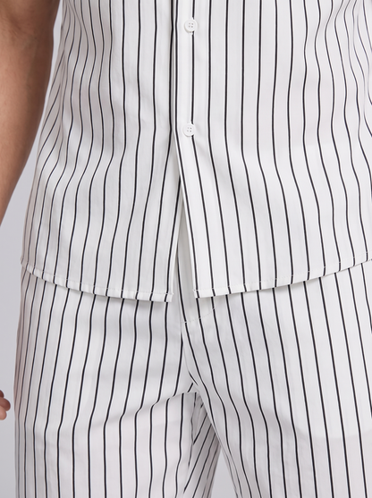 Conjunto de camisa de manga corta y pantalón corto a rayas para hombre-Sets for Men-Casaluzia