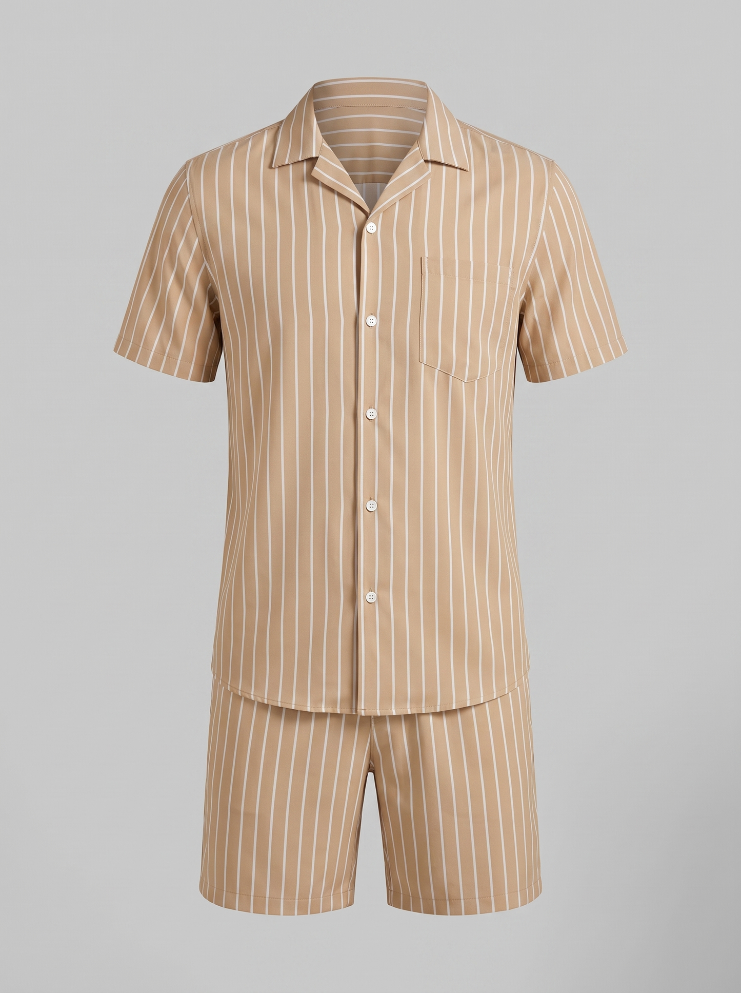 Conjunto de camisa de manga corta y pantalón corto a rayas para hombre-Sets for Men-Casaluzia
