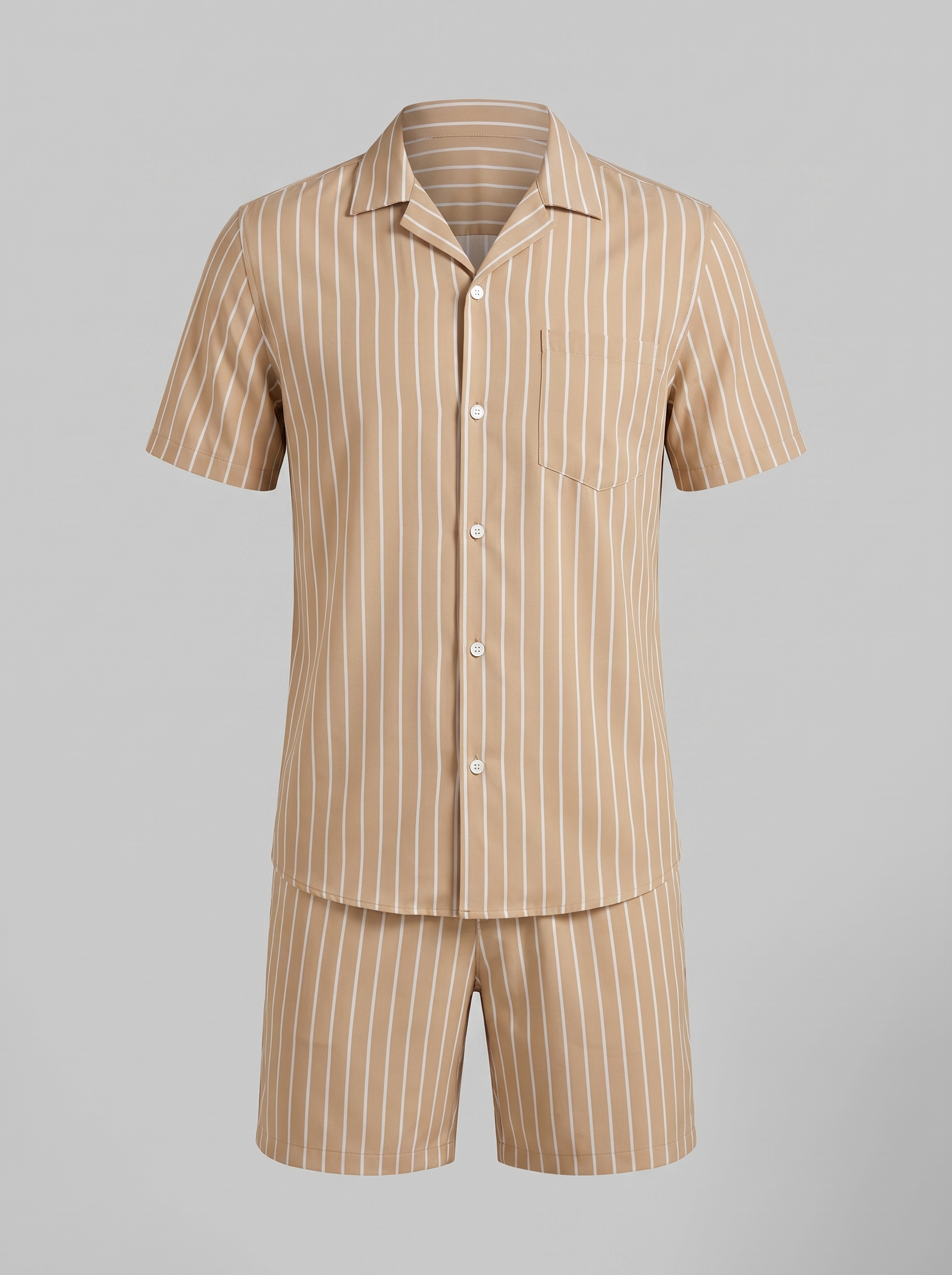 Conjunto de camisa de manga corta y pantalón corto a rayas para hombre-Sets for Men-Casaluzia