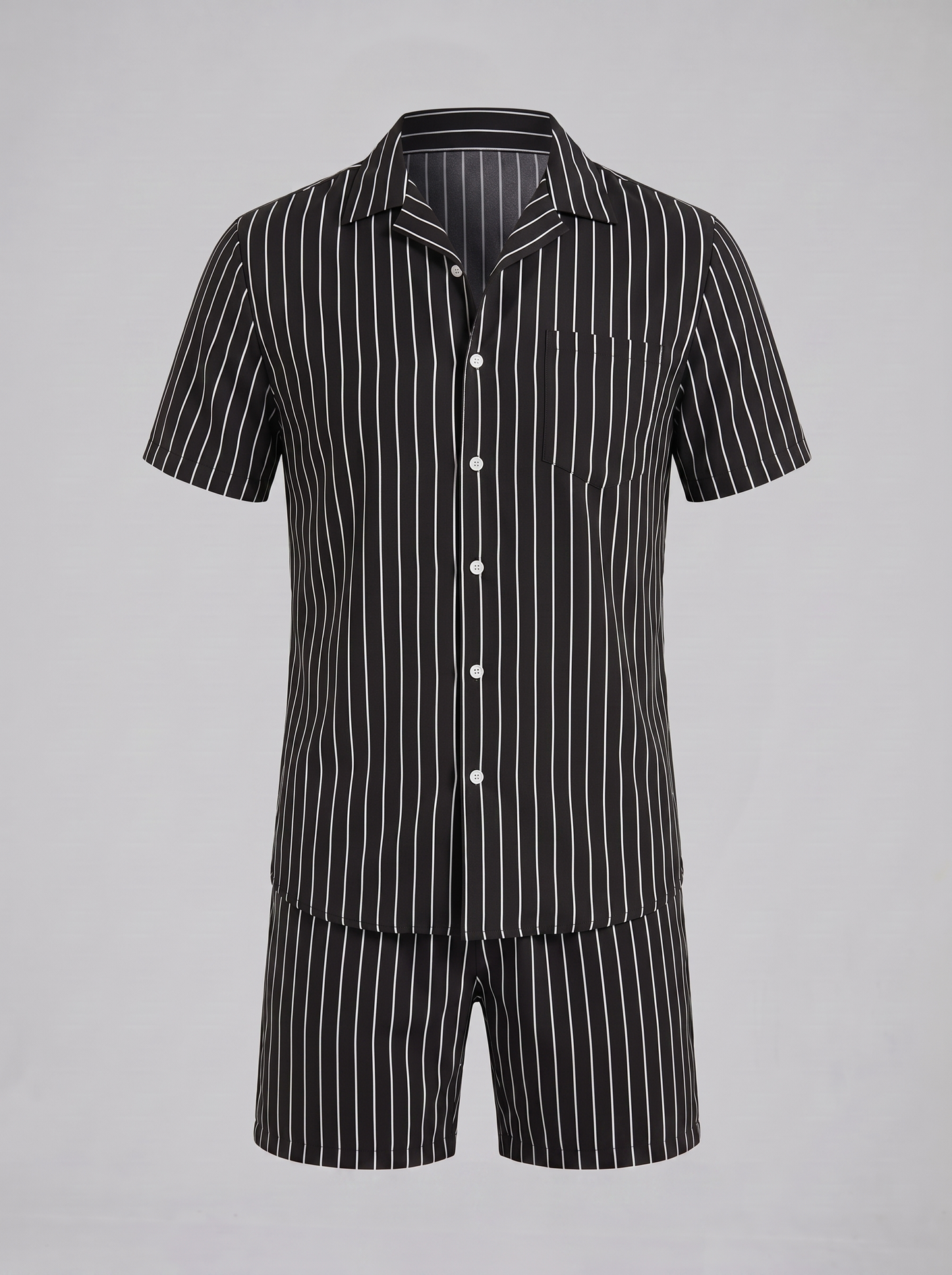 Conjunto de camisa de manga corta y pantalón corto a rayas para hombre-Sets for Men-Casaluzia