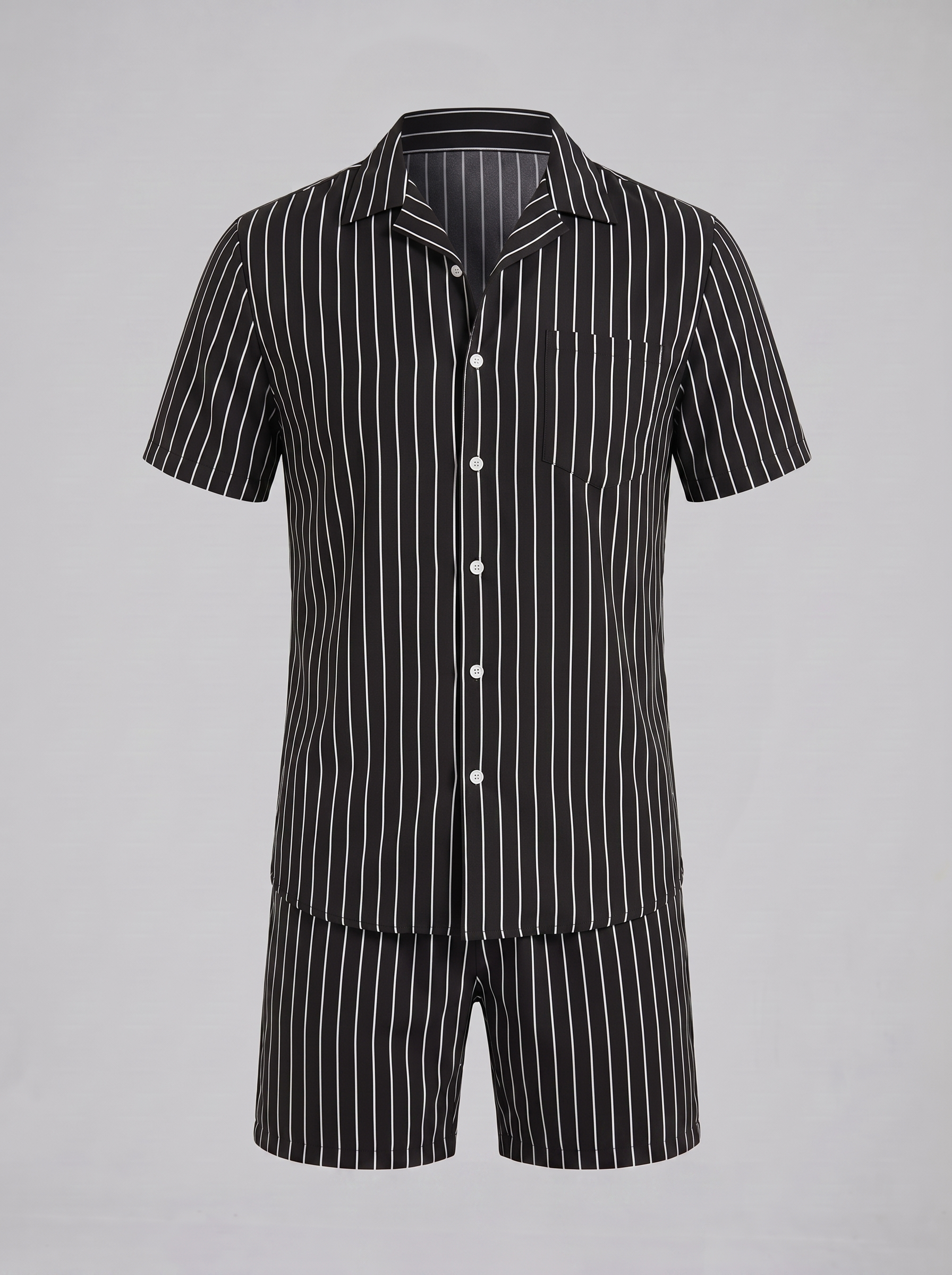 Conjunto de camisa de manga corta y pantalón corto a rayas para hombre-Sets for Men-Casaluzia