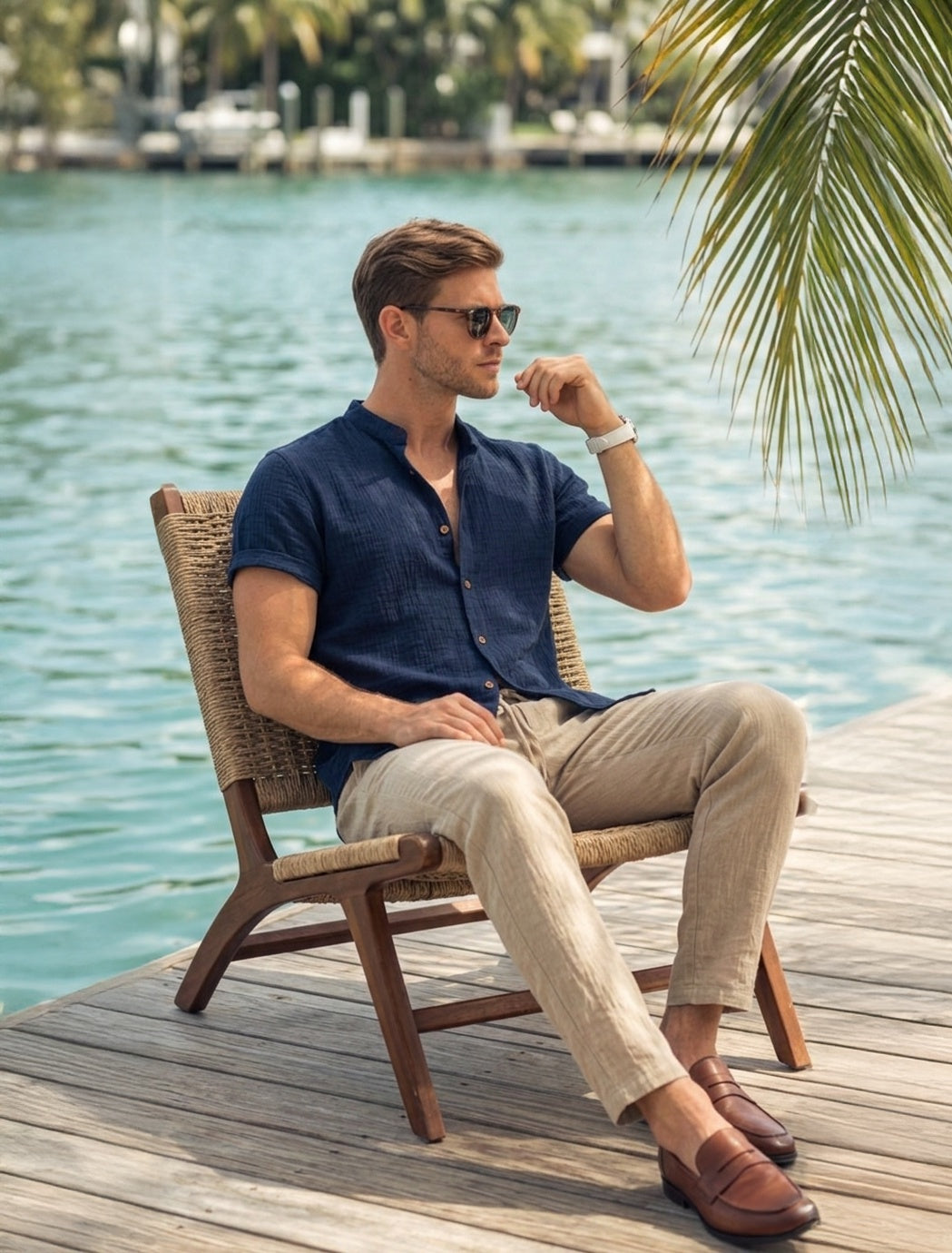Conjunto de camisa de manga corta y pantalón para hombre-Sets for Men-Casaluzia