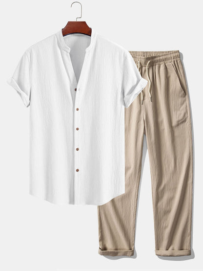 Conjunto de camisa de manga corta y pantalón para hombre-Sets for Men-Casaluzia