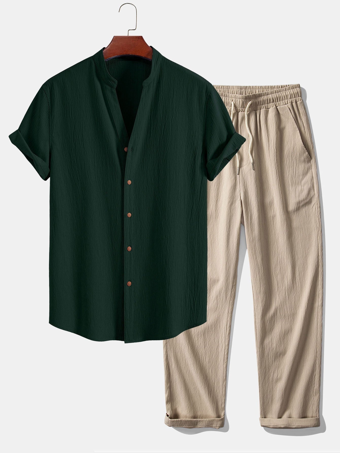 Conjunto de camisa de manga corta y pantalón para hombre-Sets for Men-Casaluzia