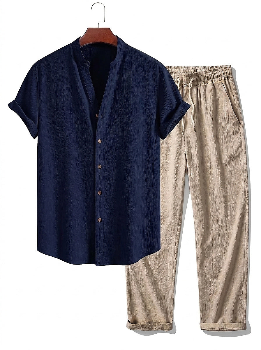 Conjunto de camisa de manga corta y pantalón para hombre-Sets for Men-Casaluzia