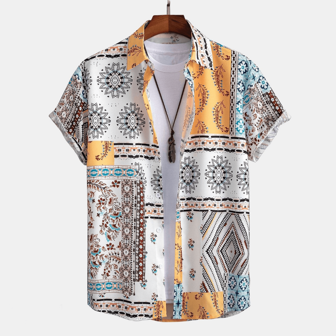 Conjunto de camisa estampada y pantalones cortos con cordón para hombre-Sets for Men-Casaluzia