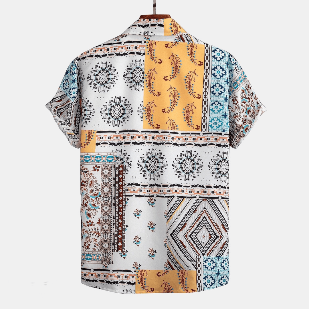 Conjunto de camisa estampada y pantalones cortos con cordón para hombre-Sets for Men-Casaluzia