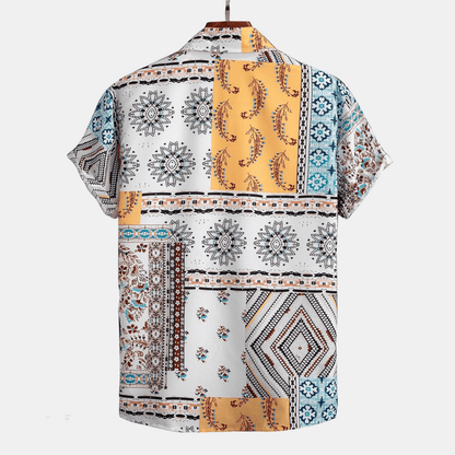 Conjunto de camisa estampada y pantalones cortos con cordón para hombre-Sets for Men-Casaluzia