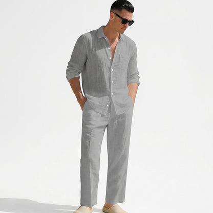 Conjunto de camisa y pantalón de lino para hombre-Sets for Men-Casaluzia