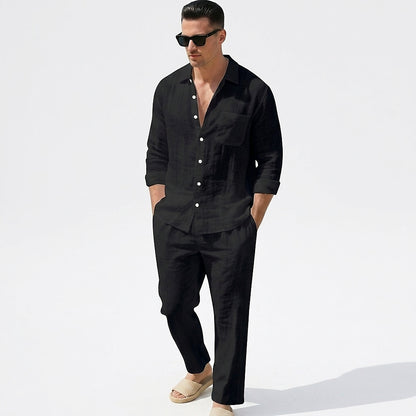 Conjunto de camisa y pantalón de lino para hombre-Sets for Men-Casaluzia