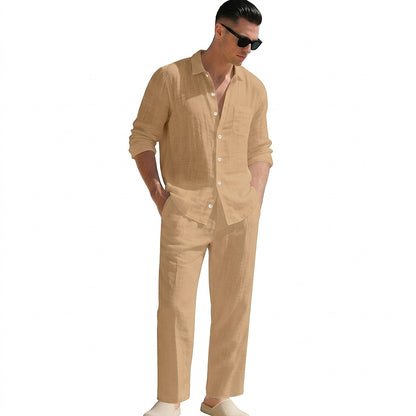 Conjunto de camisa y pantalón de lino para hombre-Sets for Men-Casaluzia