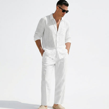 Conjunto de camisa y pantalón de lino para hombre-Sets for Men-Casaluzia