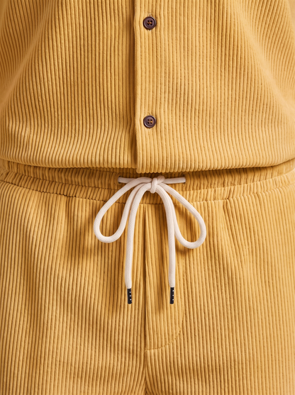 Conjunto de Camisa y Pantalones Cortos con Textura Acanalada para Hombre-Sets for Men-Casaluzia