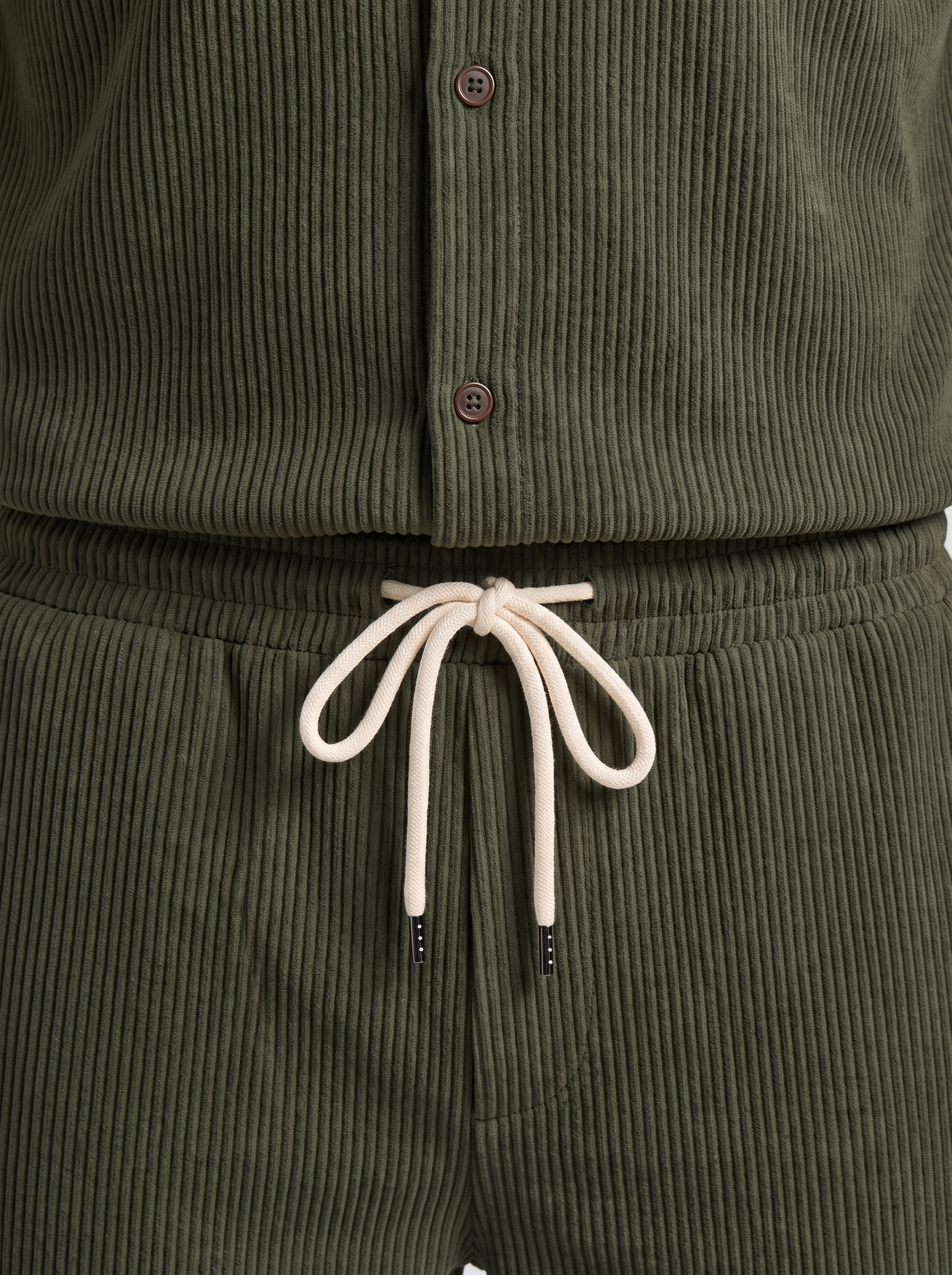 Conjunto de Camisa y Pantalones Cortos con Textura Acanalada para Hombre-Sets for Men-Casaluzia