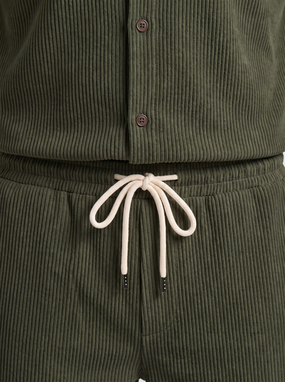 Conjunto de Camisa y Pantalones Cortos con Textura Acanalada para Hombre-Sets for Men-Casaluzia