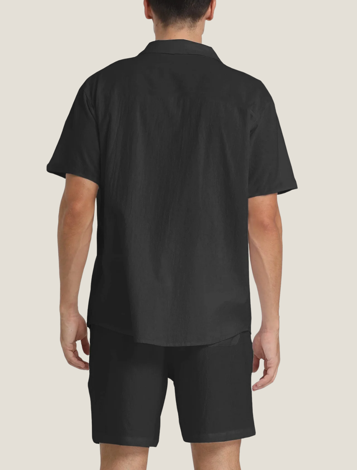 Conjunto de camisa y pantalones cortos de tejido texturizado para hombre-Men's Sets-Casaluzia