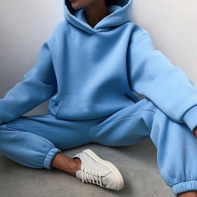 Conjunto de chándal para mujer con sudadera con capucha y pantalones de jogging-Sets for women-Casaluzia
