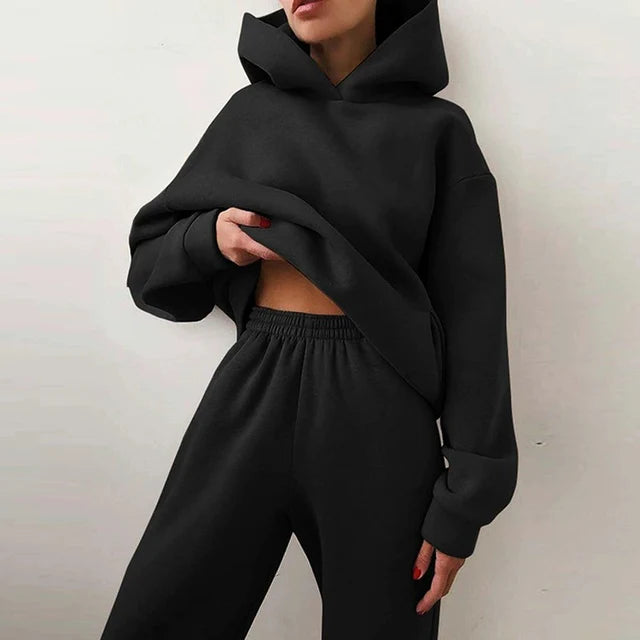 Conjunto de chándal para mujer con sudadera con capucha y pantalones de jogging-Sets for women-Casaluzia