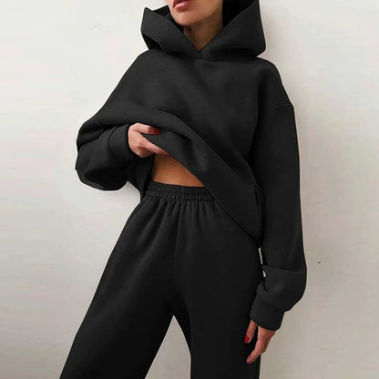 Conjunto de chándal para mujer con sudadera con capucha y pantalones de jogging-Sets for women-Casaluzia