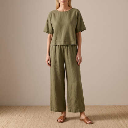 Conjunto de dos piezas estampado de manga corta para mujer-Sets for women-Casaluzia