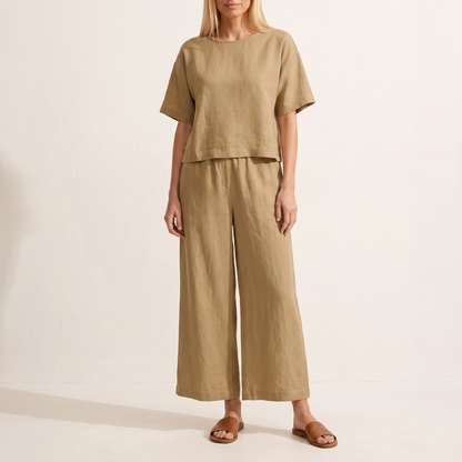 Conjunto de dos piezas estampado de manga corta para mujer-Sets for women-Casaluzia