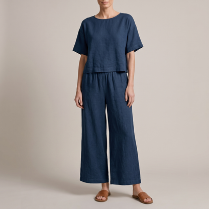 Conjunto de dos piezas estampado de manga corta para mujer-Sets for women-Casaluzia