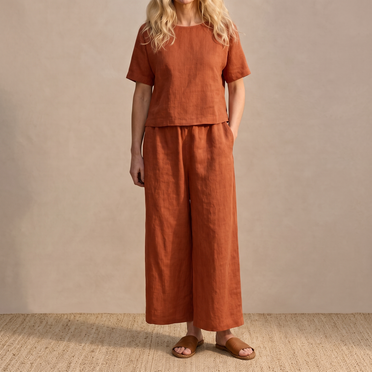 Conjunto de dos piezas estampado de manga corta para mujer-Sets for women-Casaluzia