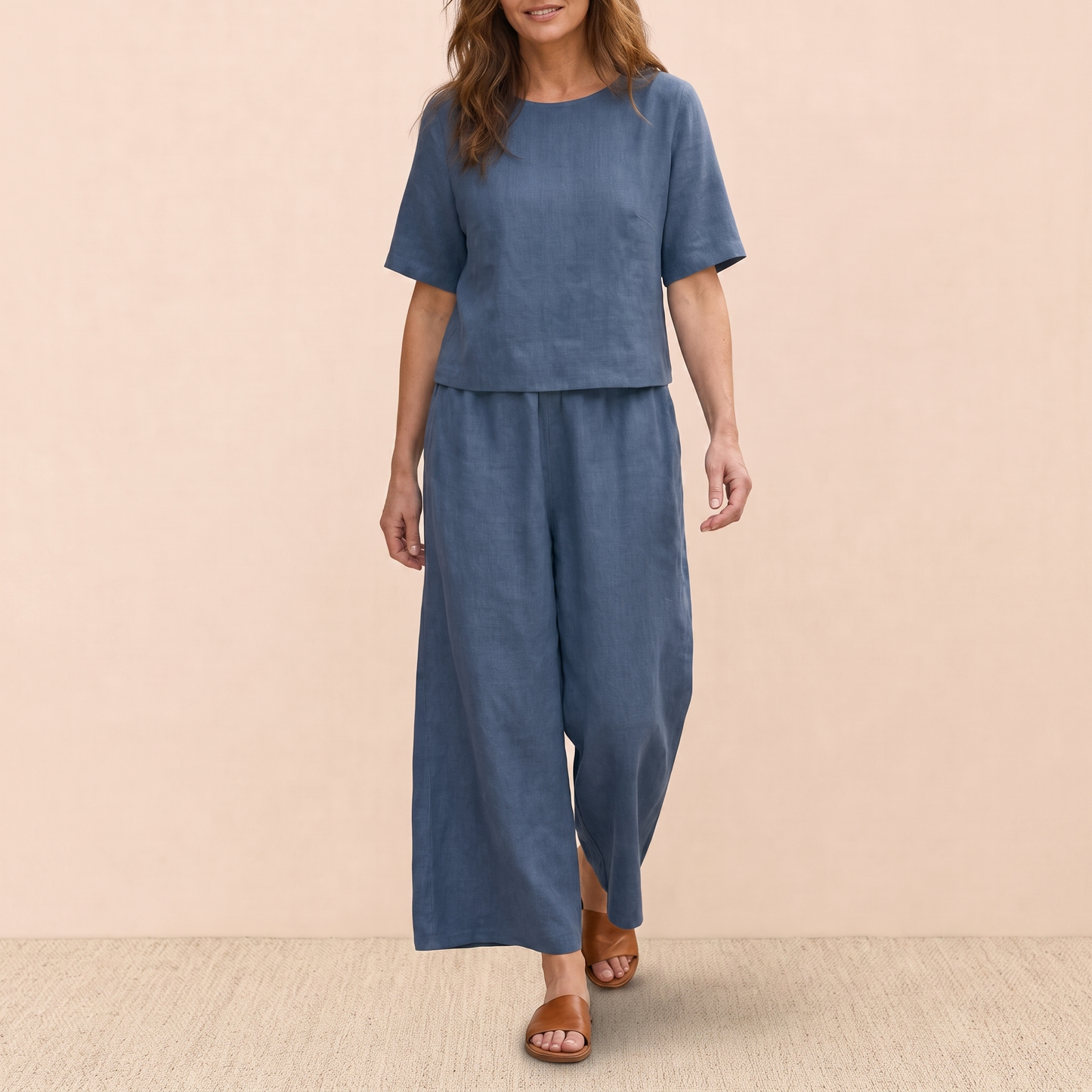 Conjunto de dos piezas estampado de manga corta para mujer-Sets for women-Casaluzia