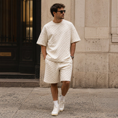Conjunto de manga corta con textura para hombre-Sets for Men-Casaluzia