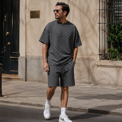 Conjunto de manga corta con textura para hombre-Sets for Men-Casaluzia