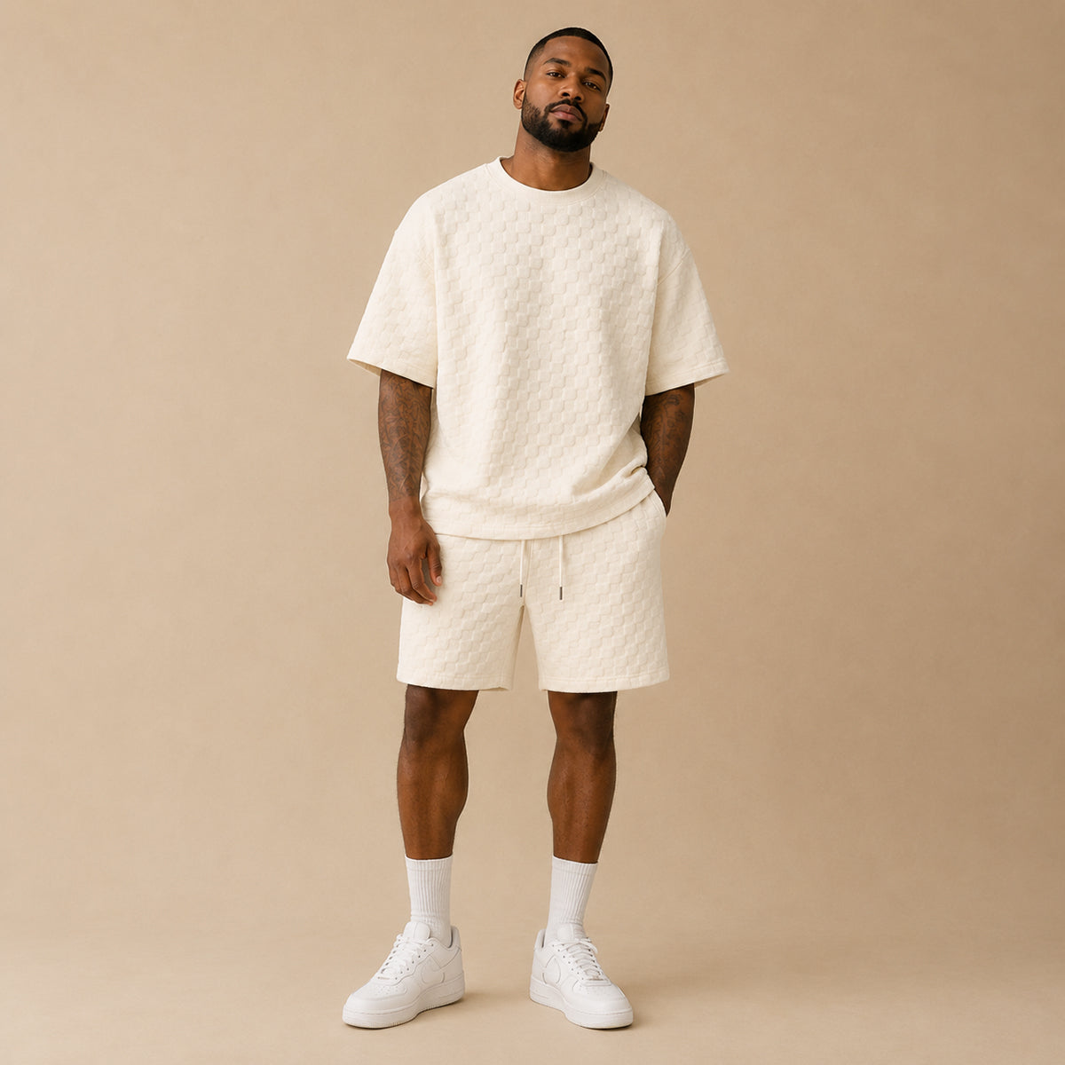Conjunto de manga corta con textura para hombre-Sets for Men-Casaluzia