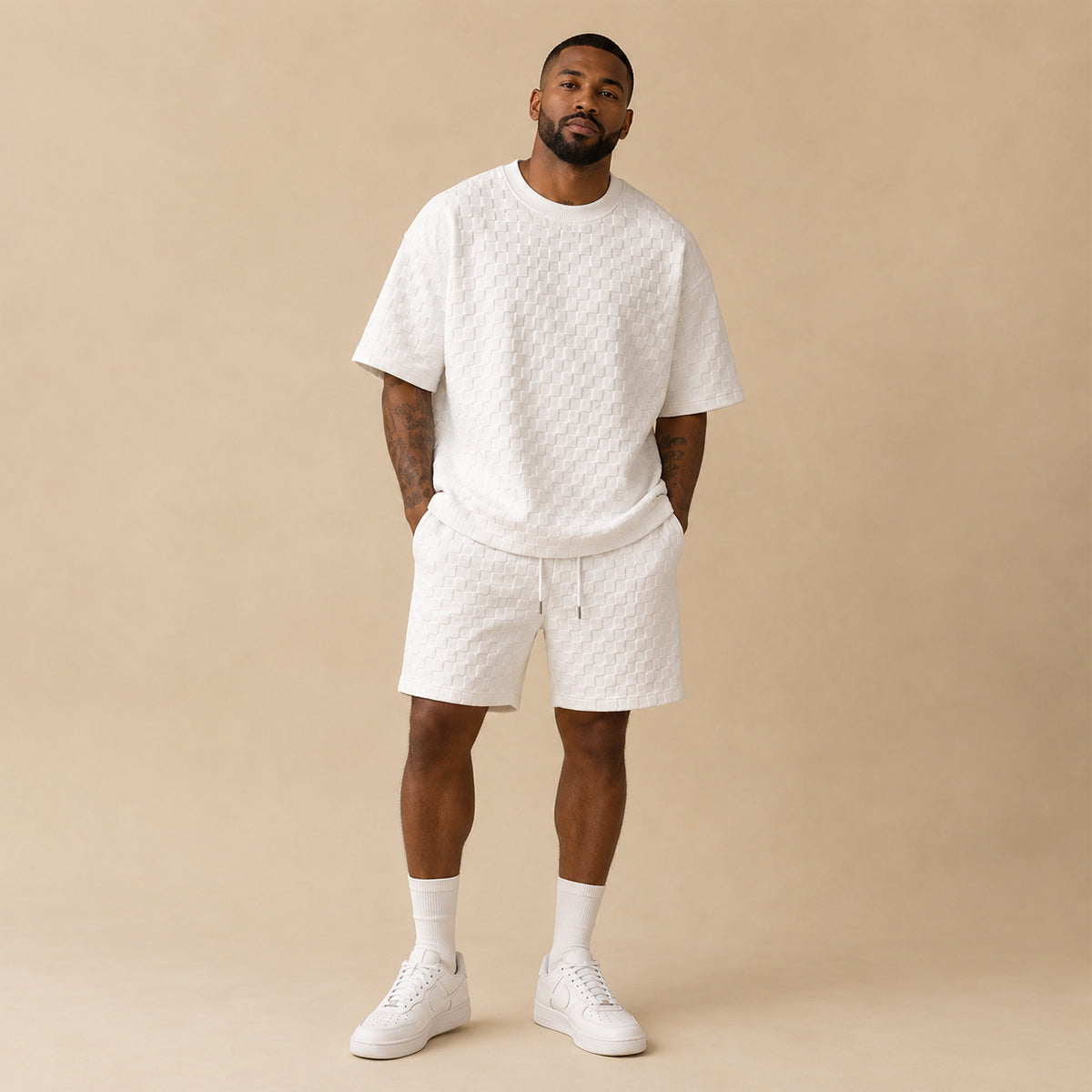 Conjunto de manga corta con textura para hombre-Sets for Men-Casaluzia