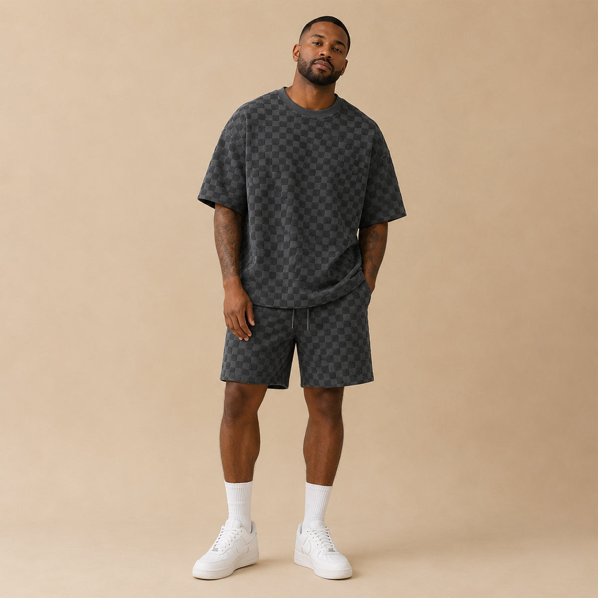 Conjunto de manga corta con textura para hombre-Sets for Men-Casaluzia