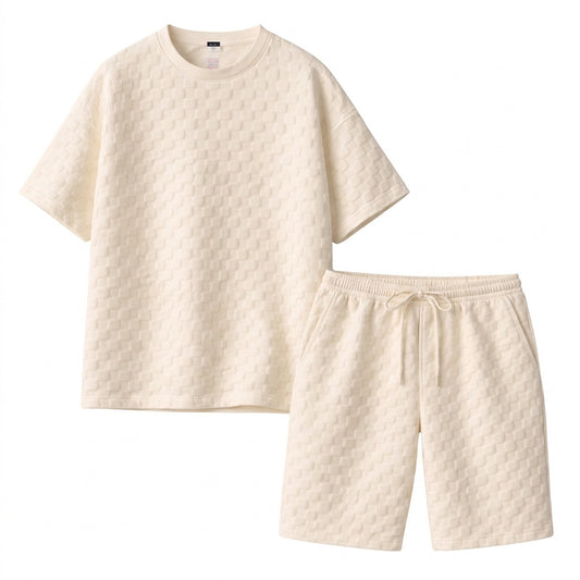 Conjunto de manga corta con textura para hombre-Sets for Men-Casaluzia