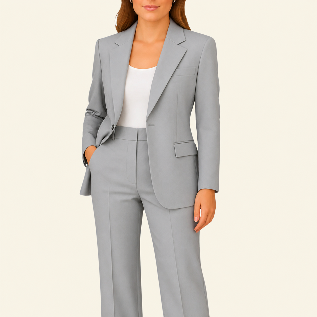 Conjunto de mujer de dos piezas con blazer y pantalón de corte recto con solapa-Sets for women-Casaluzia