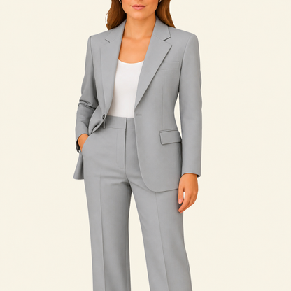 Conjunto de mujer de dos piezas con blazer y pantalón de corte recto con solapa-Sets for women-Casaluzia