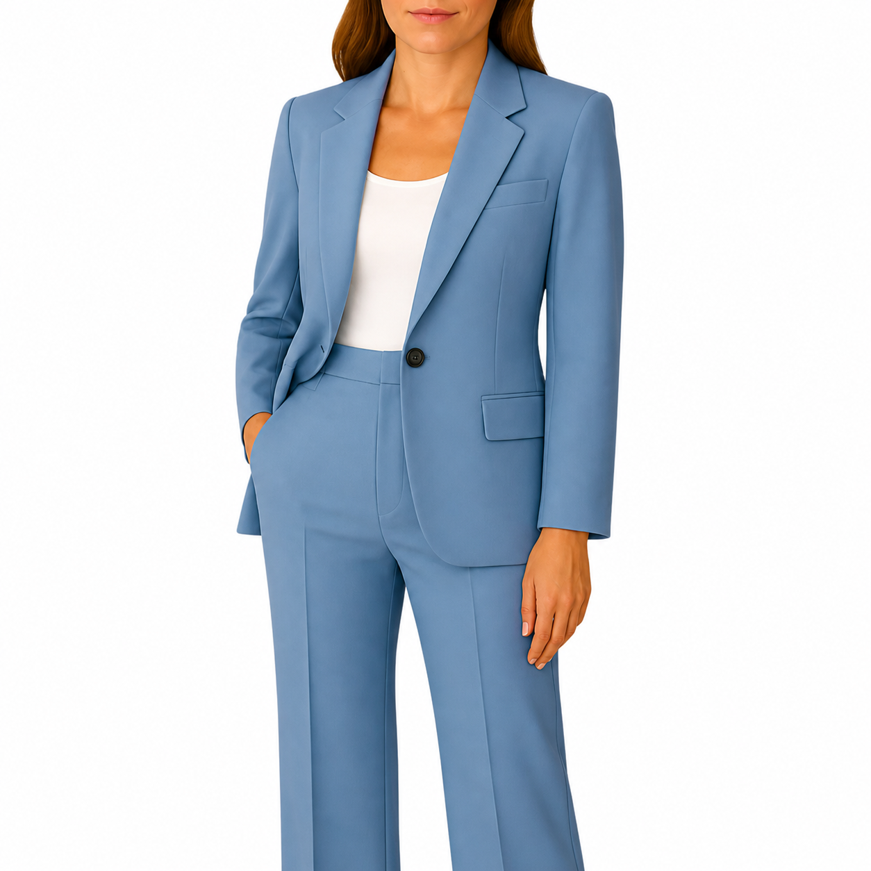 Conjunto de mujer de dos piezas con blazer y pantalón de corte recto con solapa-Sets for women-Casaluzia
