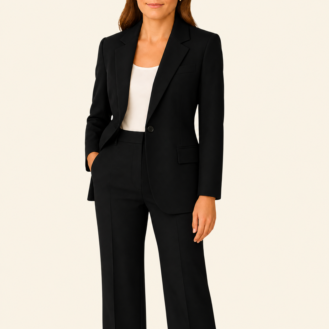 Conjunto de mujer de dos piezas con blazer y pantalón de corte recto con solapa-Sets for women-Casaluzia