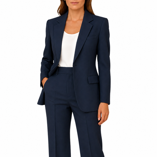 Conjunto de mujer de dos piezas con blazer y pantalón de corte recto con solapa-Sets for women-Casaluzia