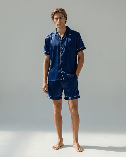 Conjunto de pijama de manga corta con botones para hombre-Sets for Men-Casaluzia