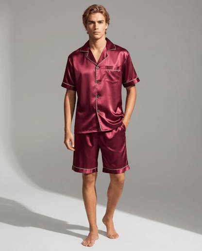 Conjunto de pijama de manga corta con botones para hombre-Sets for Men-Casaluzia