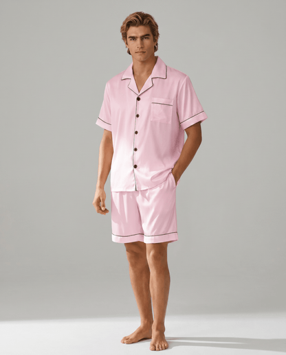 Conjunto de pijama de manga corta con botones para hombre-Sets for Men-Casaluzia