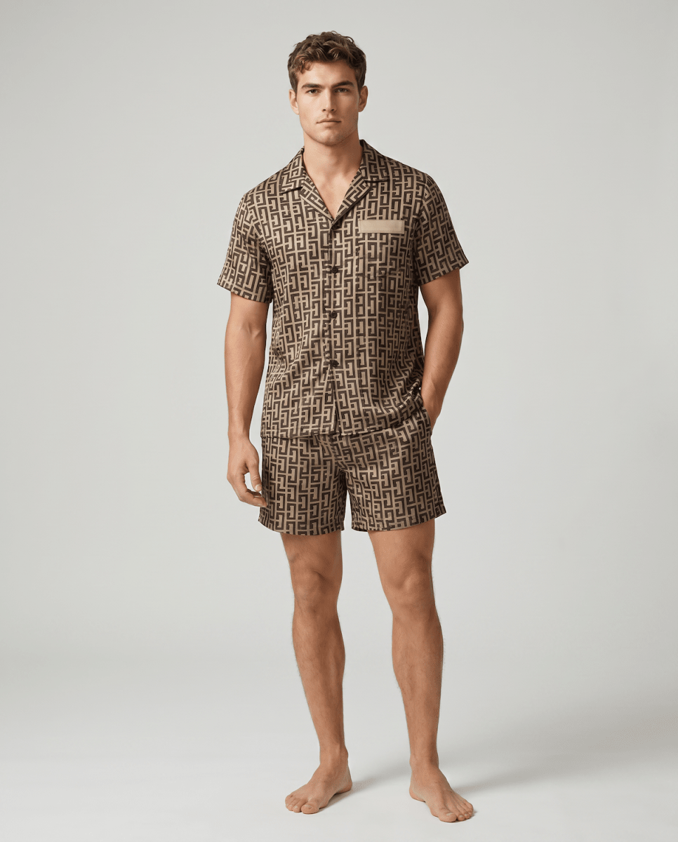 Conjunto de pijama estampado de manga corta para hombre-Sets for women-Casaluzia
